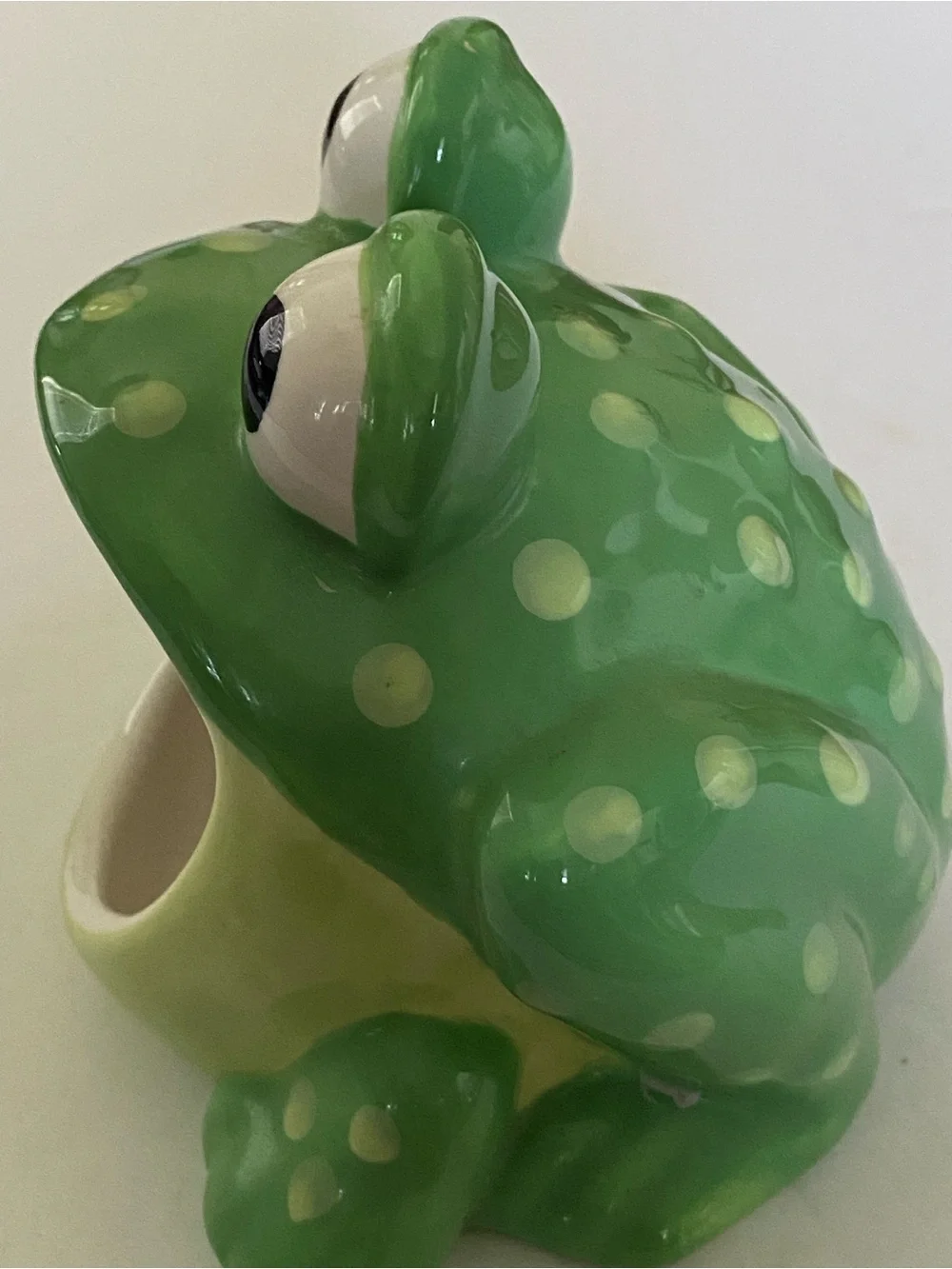 Vintage Green Spotted Polka Dot Wide Mouth Frog Ceramic Kitchen Sponge Holder